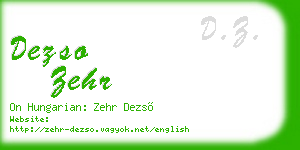dezso zehr business card